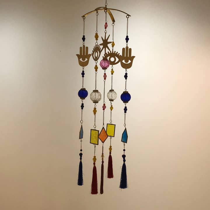 Wilco Home - Wholesale Suncatcher - Gypsy Stained Glass w/ Ornaments & Metal Sun Catcher