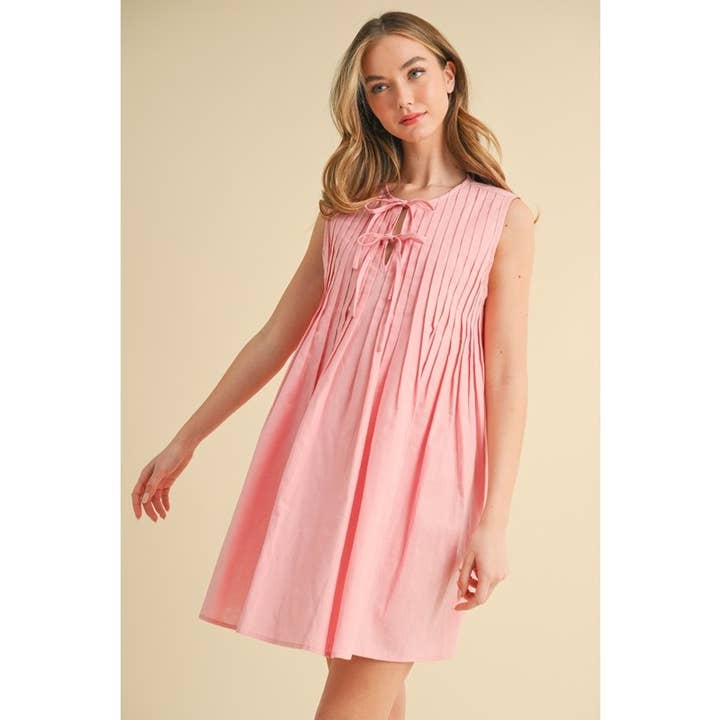 LINEN SLEEVELESS PLEATED MIDI DRESS for wholesale by IVE