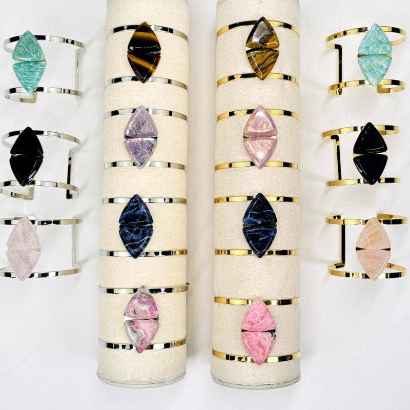 Rock Paradise - Wholesale Cuff Bracelet - Crystal Double Gemstone Triangle Cuff7