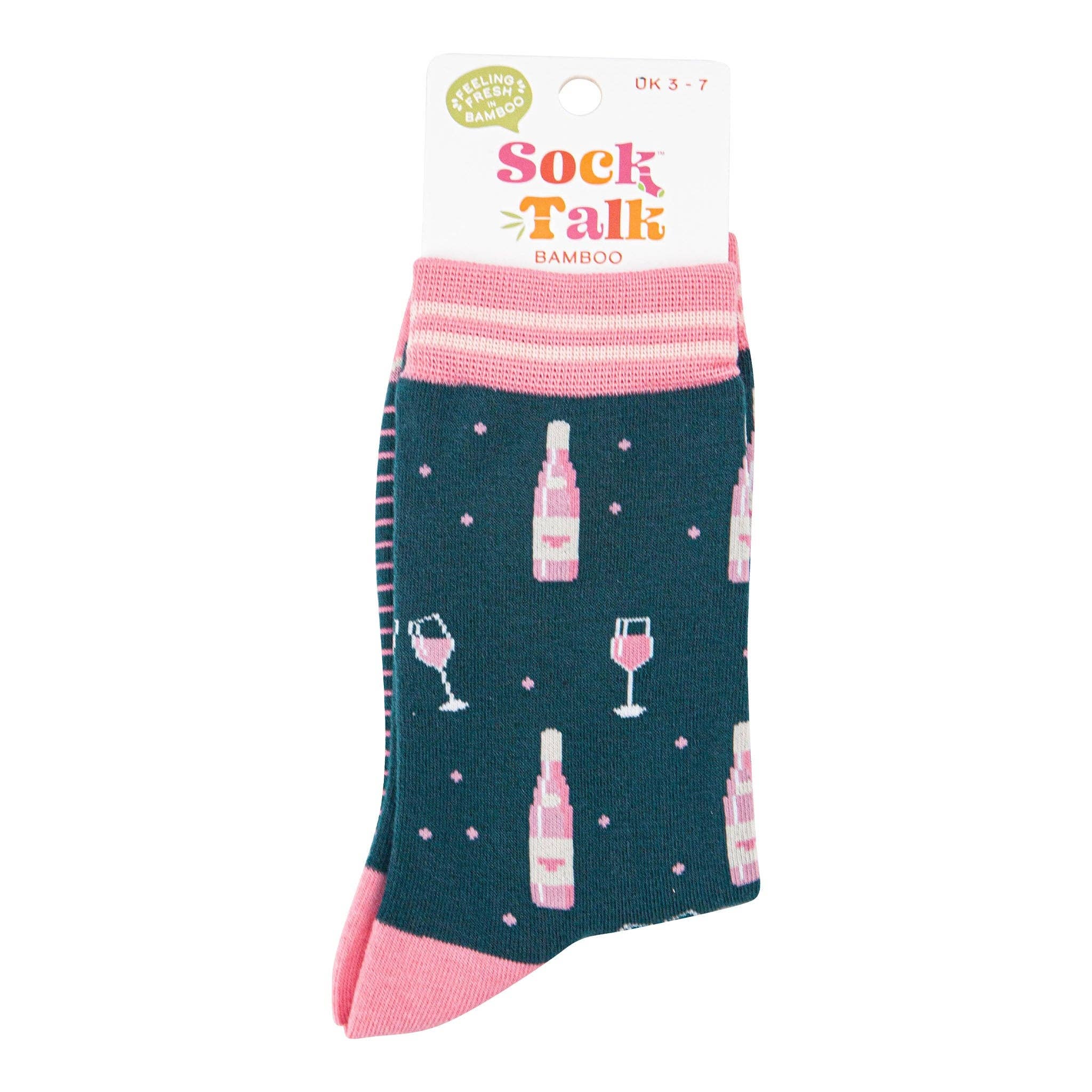 Sock Talk - Wholesale Socks - Women's - Women's Bamboo Socks - Forest Green/Light pink, Rose Wine3