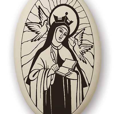 Saint Teresa of Avila Porcelain Pendant for wholesale by Touchstone Pottery