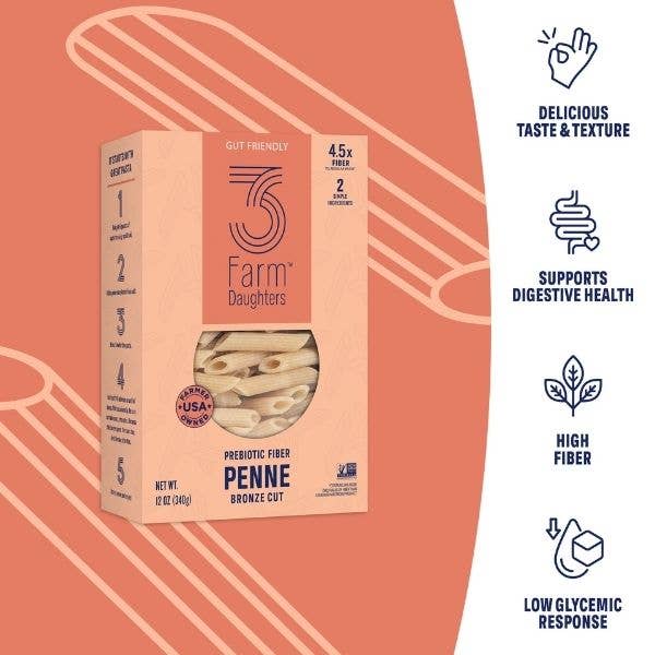 3 Farm Daughters - Wholesale Pasta - High Fiber Penne - Gut Friendly, Low GI, USA Grown Pasta2