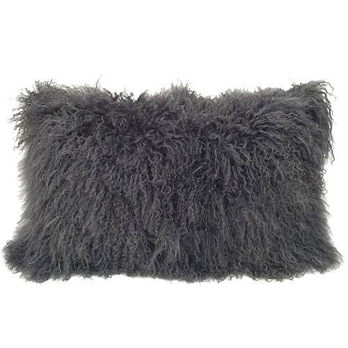 Chesterfield Leather - Venta al por mayor Cojín decorativo - Almohada de cordero tibetano de color carbón1