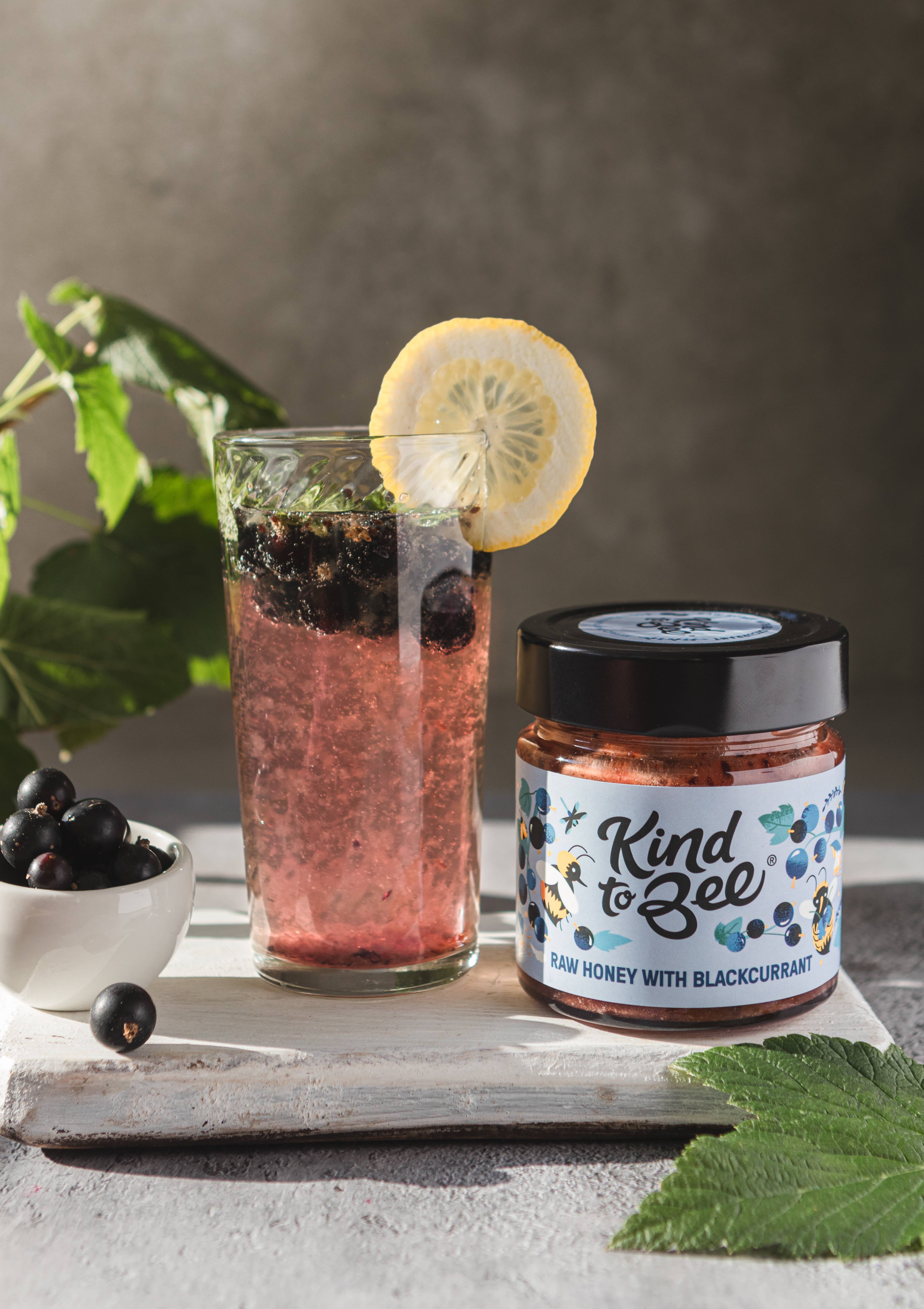 Kind to Bee - Wholesale Honey - Raw Honey with Blackcurrant, Cruelty-Free, glass jar5