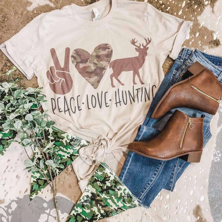Peace love hunting for wholesale by RR Tees Wholesale