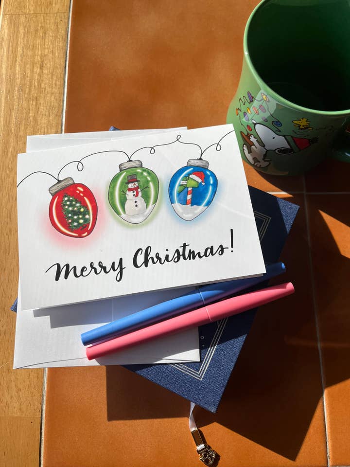 Carte de Noël - Lumières Aquarelle + Illustrations de Noël pour la vente par East Avenue Art