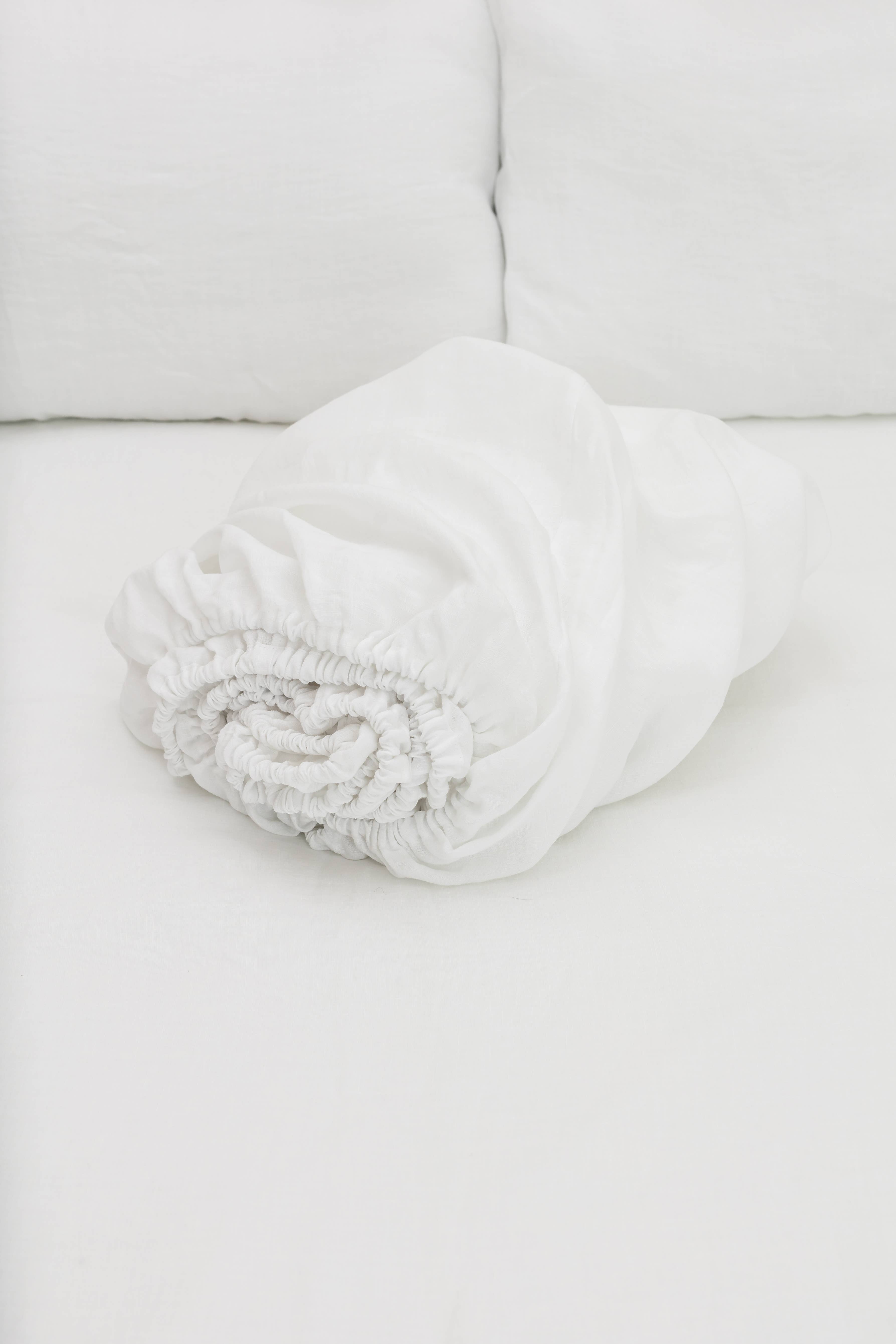 Linen Spells - Wholesale Fitted Sheet - White Linen Fitted Sheet
