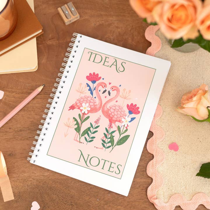 A5 Flat Lay Notebook Flamingos Inspired for wholesale by Sjstationery