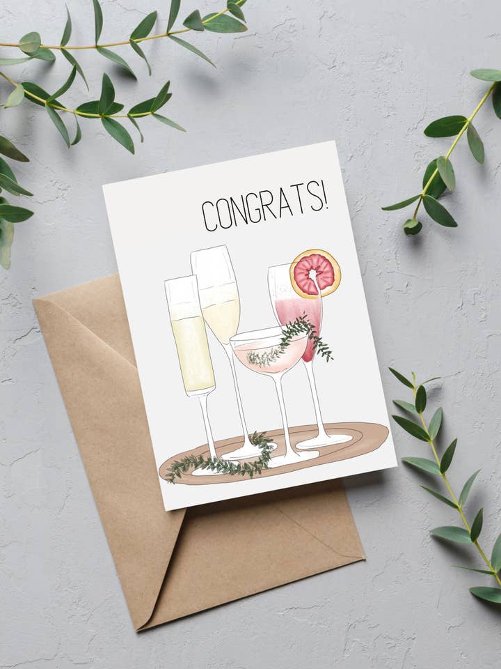 "Congrats!" Wedding/Celebration Card | 4.25x5.5" Card for wholesale by Upstate Design Studio