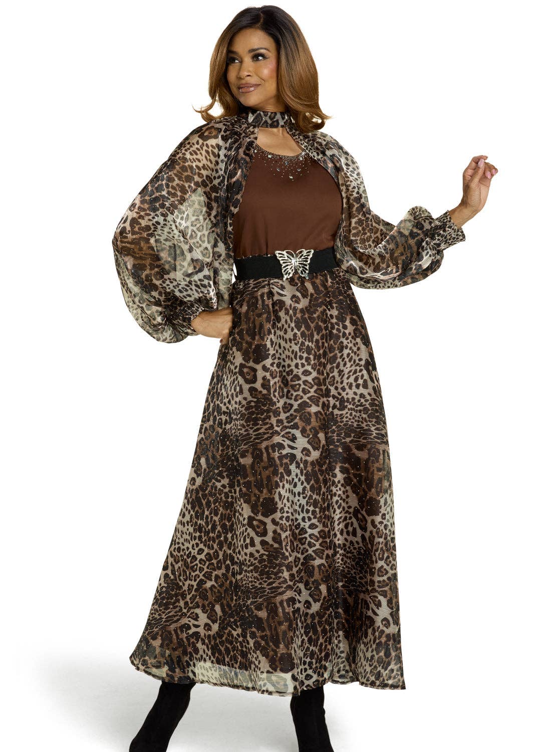ANIMAL PRINT Donna Vinci, Style 12211 - 2Pc. Dress & Shrug Set for wholesale on Faire0