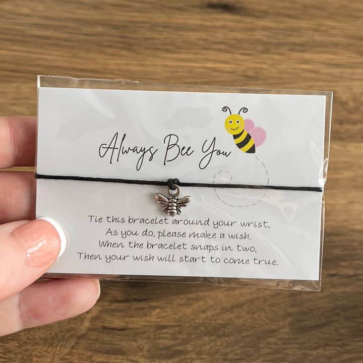 Print Perfection - Wholesale Charm/dangle bracelet - Always Bee You Wish Bracelet (tie string)2
