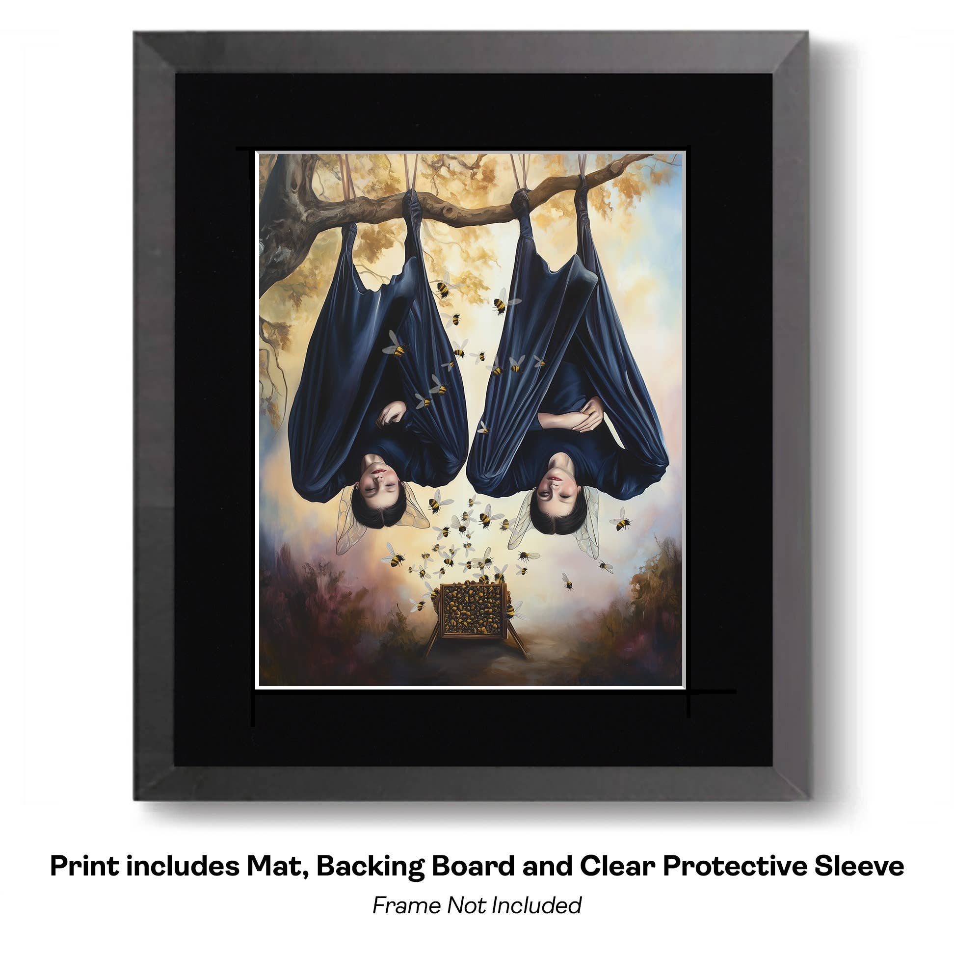 Mowbi - Wholesale Art Print - Goth Fairy Flying Through Canyons on Her Bat - Very Grim Fairytale Prints – 8″x10″ Artwork in 10″x12″ Mat9