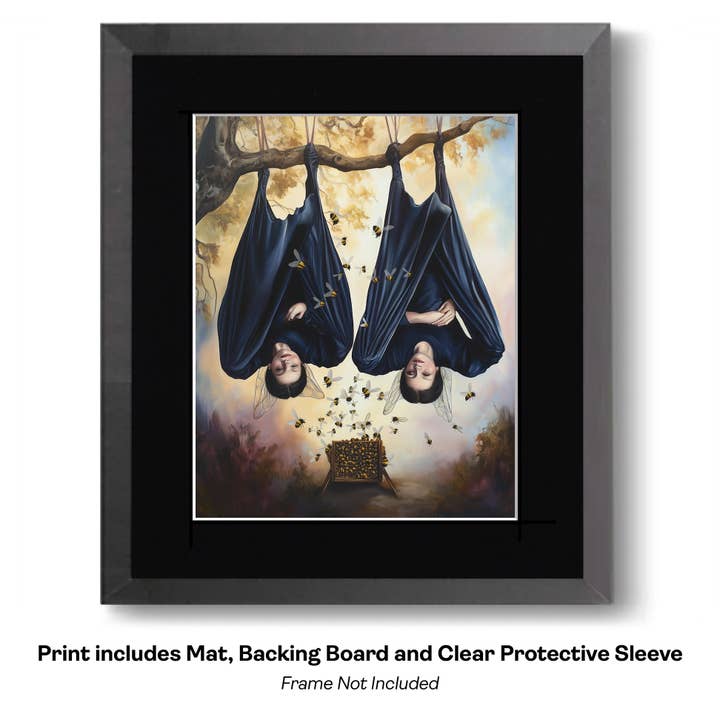 Mowbi - Wholesale Art Print - Goth Fairy Flying Through Canyons on Her Bat - Very Grim Fairytale Prints – 8″x10″ Artwork in 10″x12″ Mat9