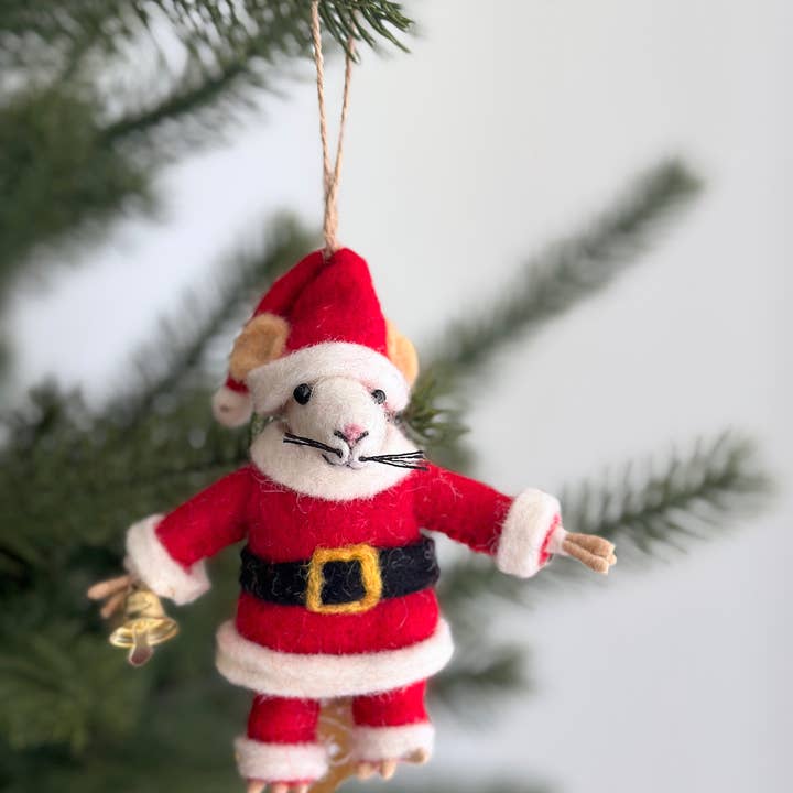 Ganapati - Wholesale Ornament - Santa Mouse with Bell Ornament2