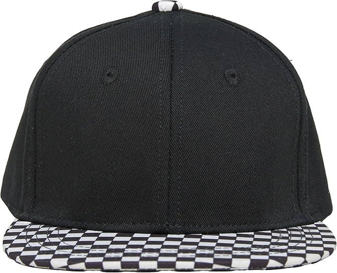 Funky Junque - Wholesale Kids Hat - Kids - Flat Brim Trucker Hat - Checker Brim - Black1