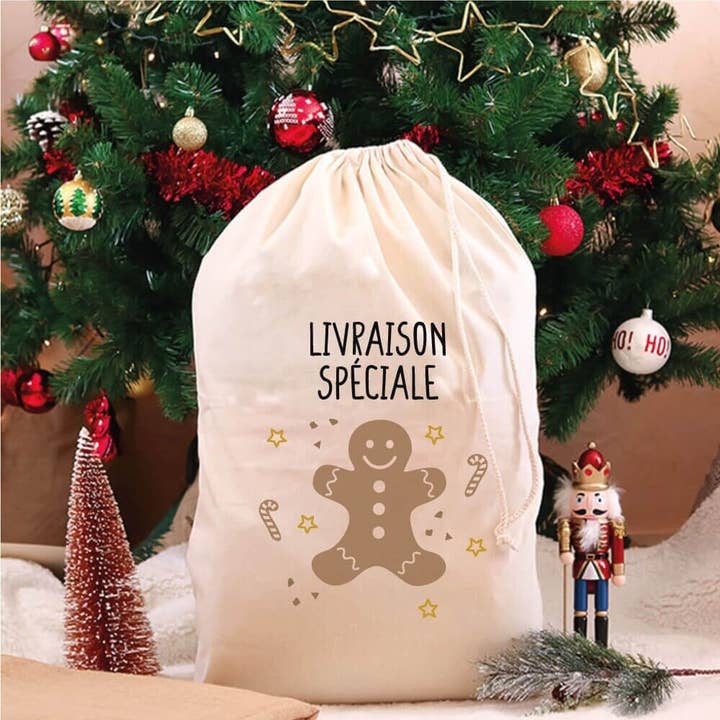 Cotton Christmas hood (49 x 75 cm) Gingerbread man for wholesale by Ourson Câlin