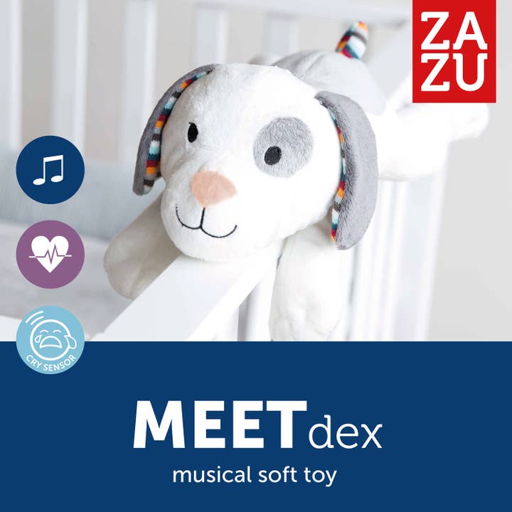ZAZU - Vendita all'ingrosso Peluche - Bambini e neonati - Dex il cane un peluche dal suono del battito cardiaco