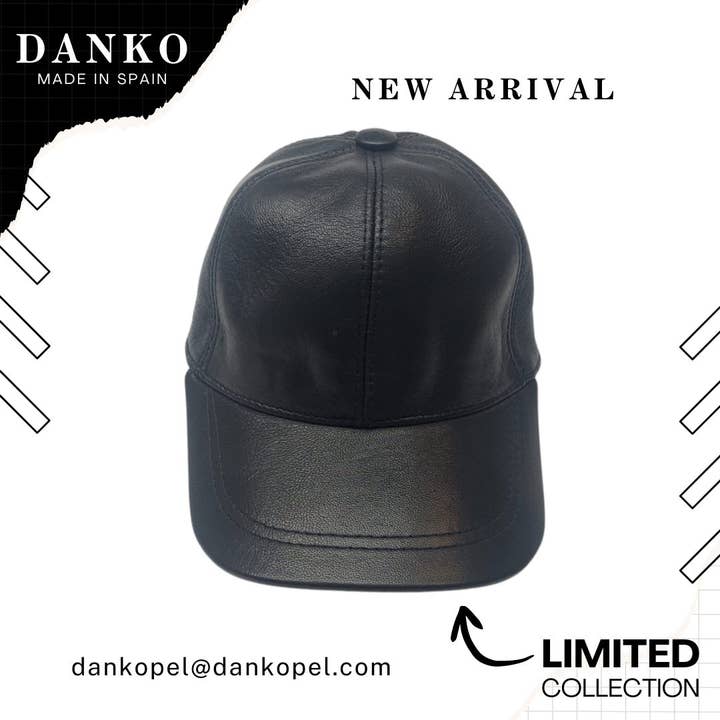 DANKOPEL,S.L. - Wholesale Baseball Cap - Unisex - Black genuine leather baseball cap1