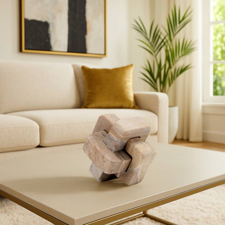 Sagebrook Home - Wholesale Decorative Tabletop Object - Decorative Sculpture - Brown Marble Interlocking Knot, 5 in.1