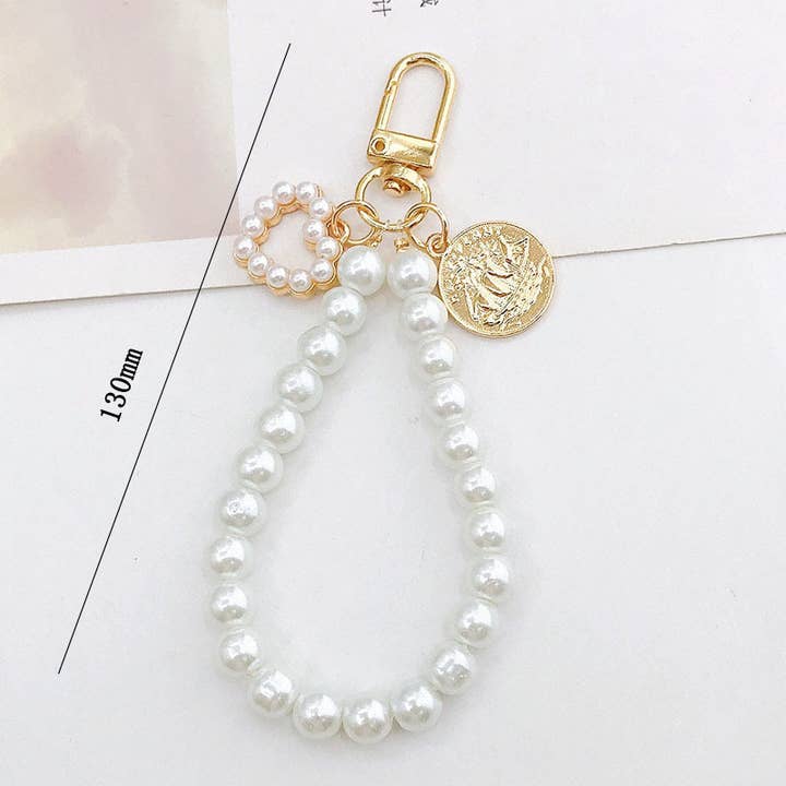 MKS America - Wholesale Keychain - Women's - Chic Key Holder with Pearl Beads and Stylish Gold Accents12