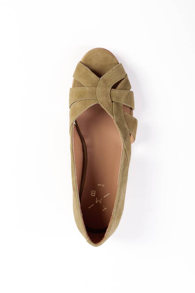 KMB Shoes - Venta al por mayor Calzado plano - Mujer - AMELIA VERDE OSCURO - Bailarinas Peep-Toe con Correas