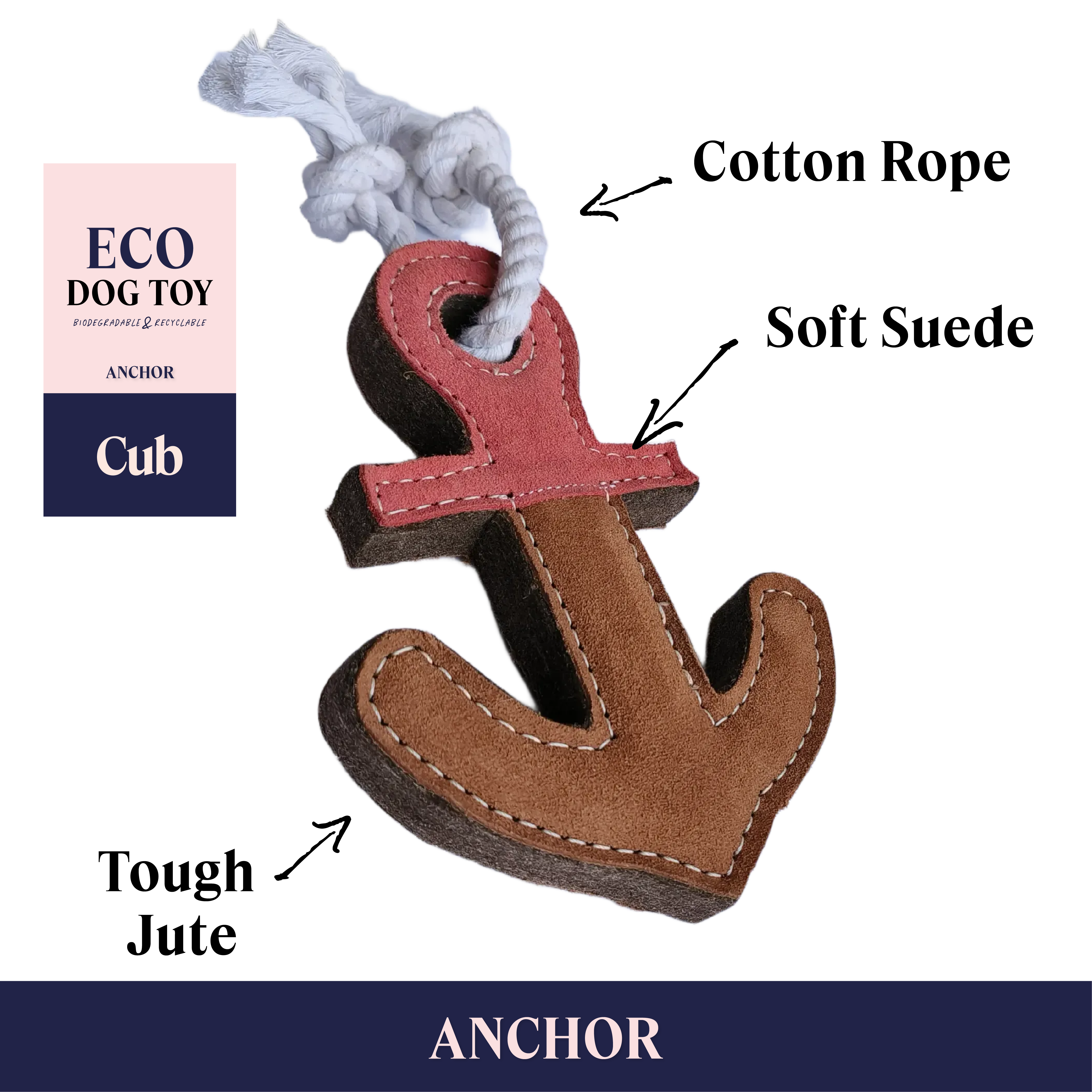Cub - Wholesale Pet Rope Toy - Dog - Anchor  - Eco Leather Dog Toy1