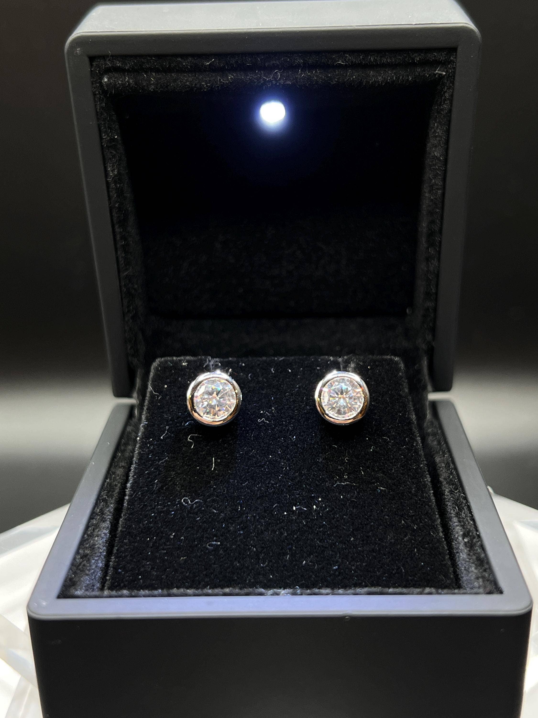 Elegant Jewels LLC - Wholesale Stud/Post Earrings - 2 CT Lab Grown Diamond Bezel Stud Earrings in 14K Gold0