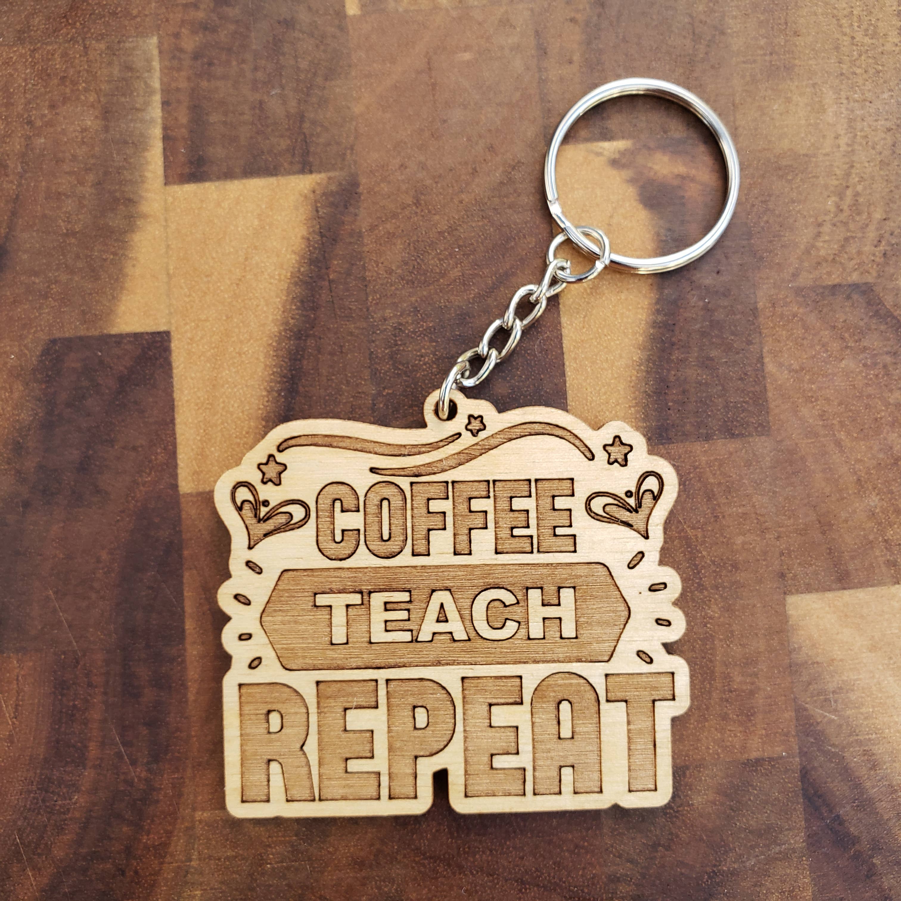 Cabin and Reel Engraving - Wholesale Keychain - Unisex - Back to School Teacher Sayings Wooden Keychain8