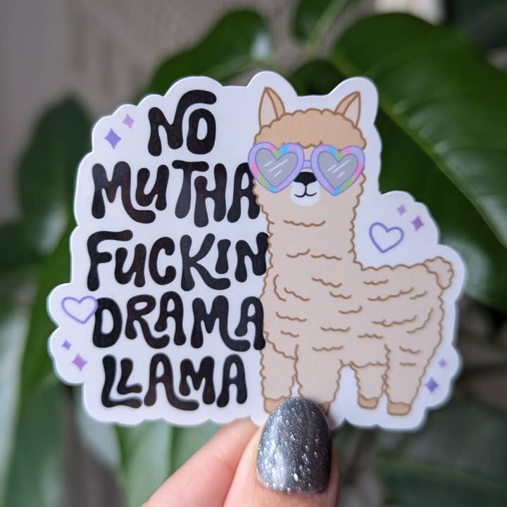 No mutha fuckin drama llama, funny animal vinyl sticker for wholesale by Moonlit Creations