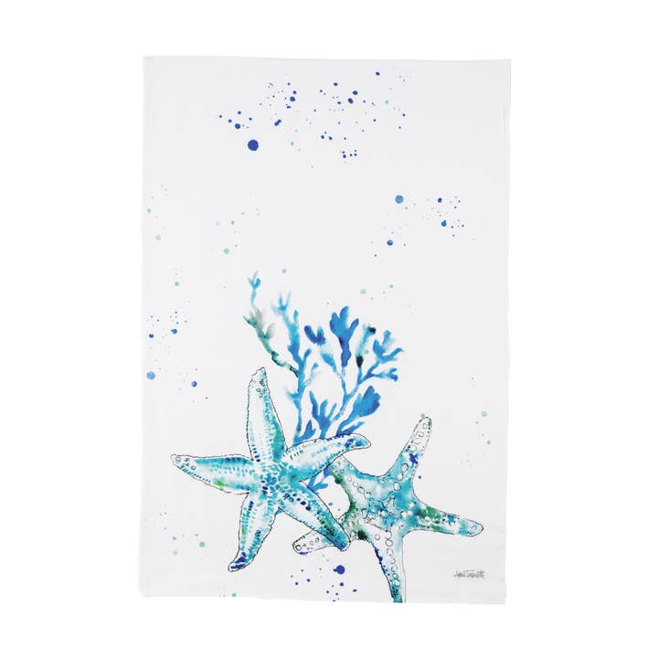 Coastal Starfish Watercolor Kitchen Towel for wholesale by C&F Home