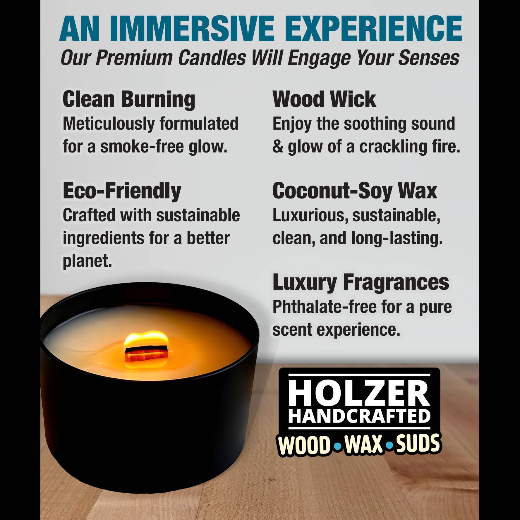 Holzer Handcrafted ® - Wholesale Jar/Filled Candle - Wood Wick Candle Sweet Maple Bark - Maple Chai + Vanilla Cream Scented | Natural | Hand-poured Coconut Soy Wax | 6 oz Modern Black Tin with Lid | Handmade | Non-toxic Phthalate-free Luxury Fragrance7