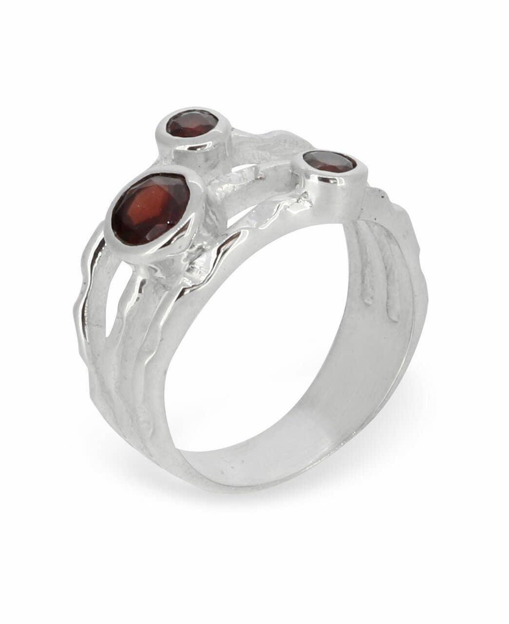 Culture Spot - Wholesale Multi-Stone Ring - Black Onyx Triple Gemstone Ring, Sterling Silver2