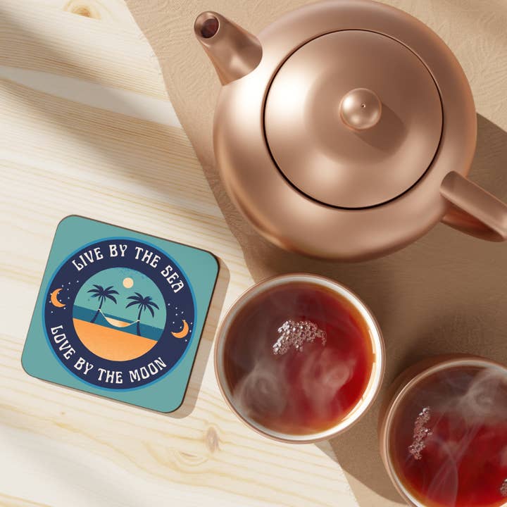 Coaster – Live By The Sea Love By The Moon – Hardboard Square 3.5” for wholesale by Restored By Nature Company