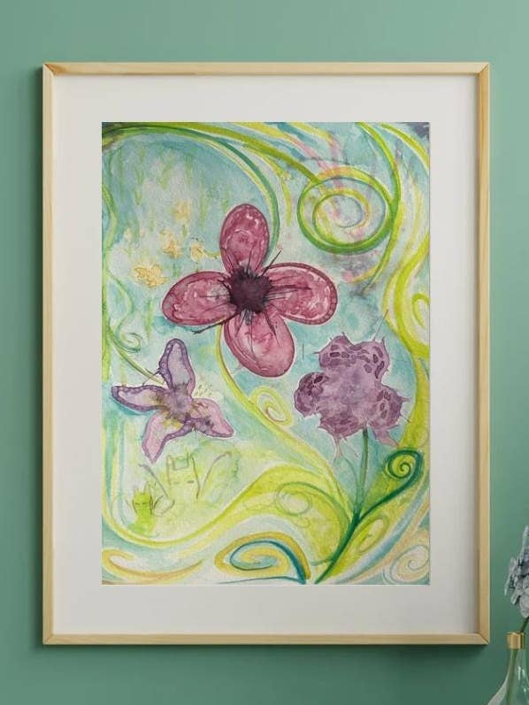 Original Fairy Garden Watercolor Painting for wholesale by Beryl Rivkah