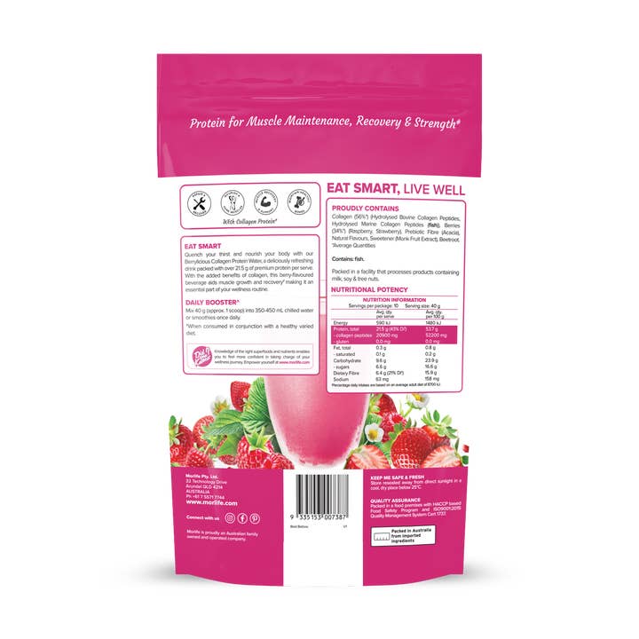 Morlife - Wholesale Powdered health drink - PROTEIN WATER BERRYLICIOUS 400G1