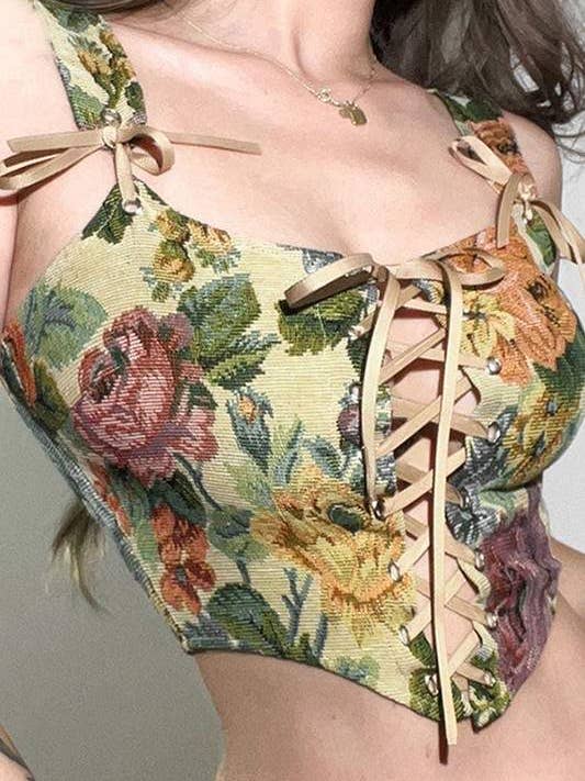 Fashion Combination - Wholesale Blouse - Women's - floral corset tank top6