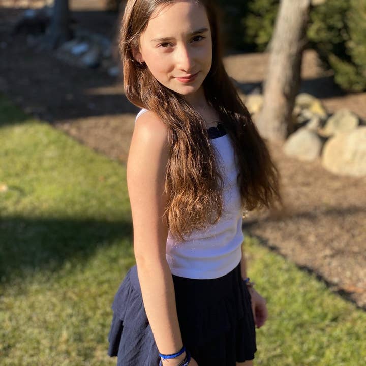 Tweenstyle - Débardeur côtelé avec bordure en dentelle - Marine pour la vente par Tweenstyle By Stoopher