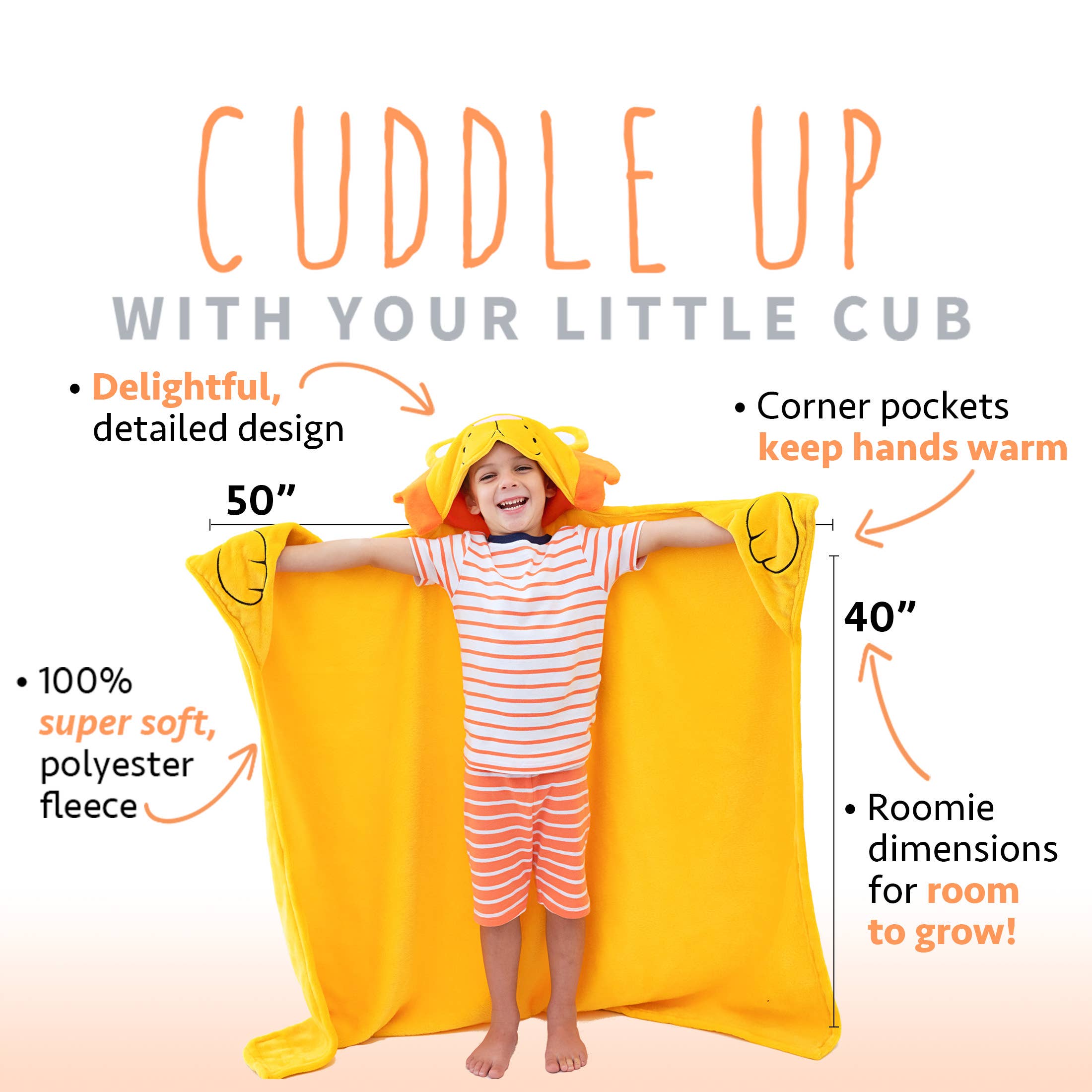 Canoogles – Großhandel Bettdecke – Kind & Baby – Lion Kinder Kapuzendecke2