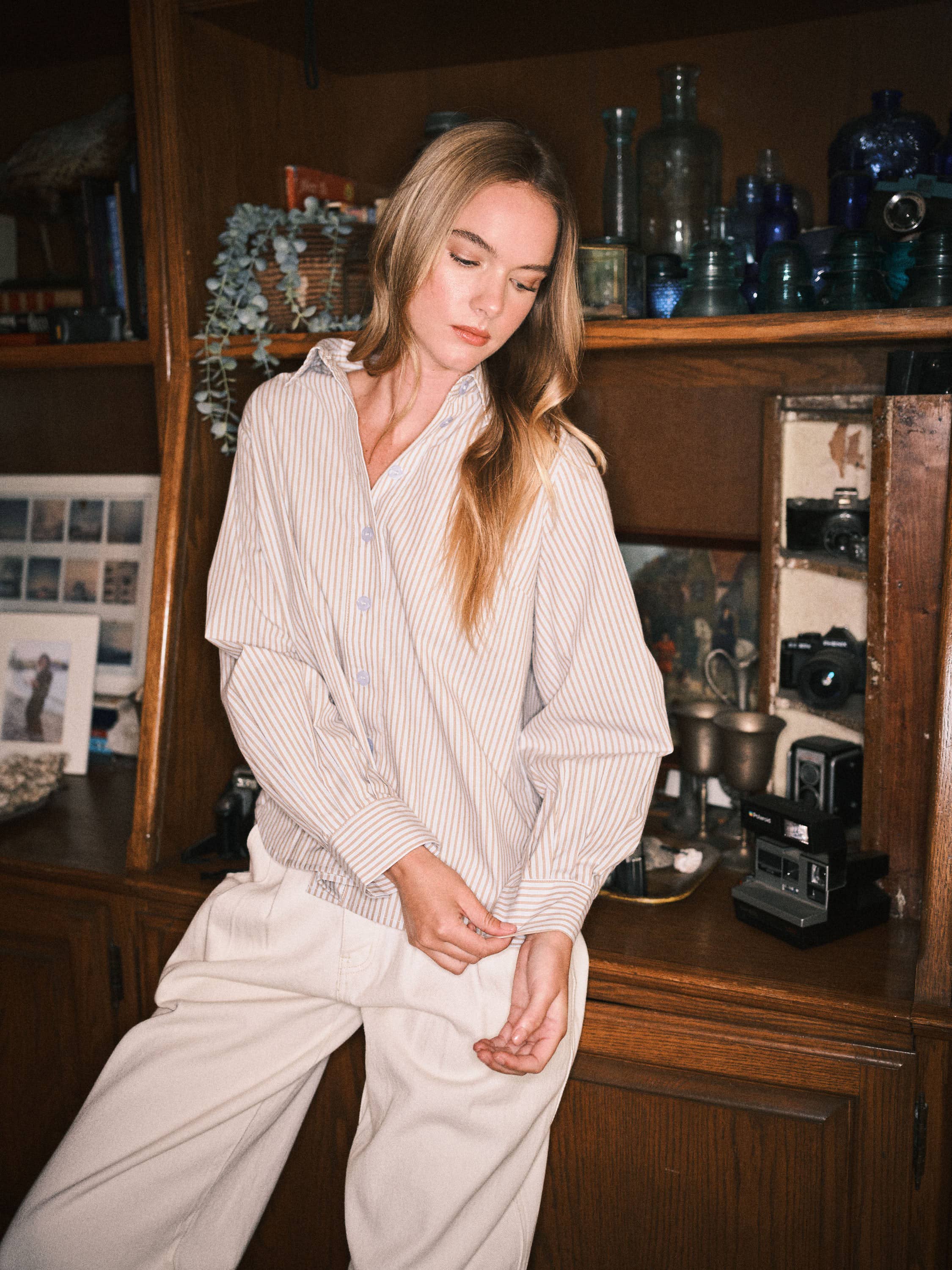 Aaron & Amber - Wholesale Button Down Shirt - Women's - AJT5186 SOFT WASHED STRIPED COTTON SHIRTS7