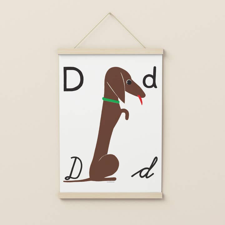Illustrated Letter D Retro Art Print for wholesale by Know It All Prints