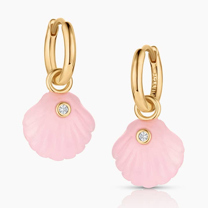 Coquille Pink Jade Hoop Earrings for wholesale by THATCH
