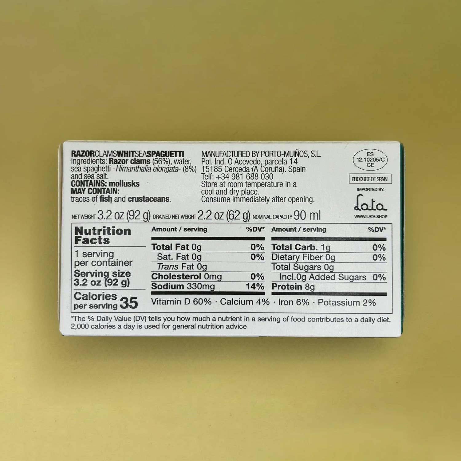 Lata - Wholesale Tinned Fish - Porto-Muiños Razor Clams with Sea Spaghetti2