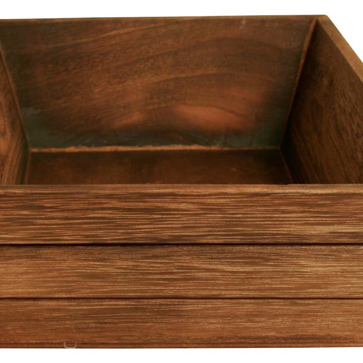 WALD IMPORTS - Wholesale Serving Tray - 12" Dark Stained Wood Grooved Serving Tray5