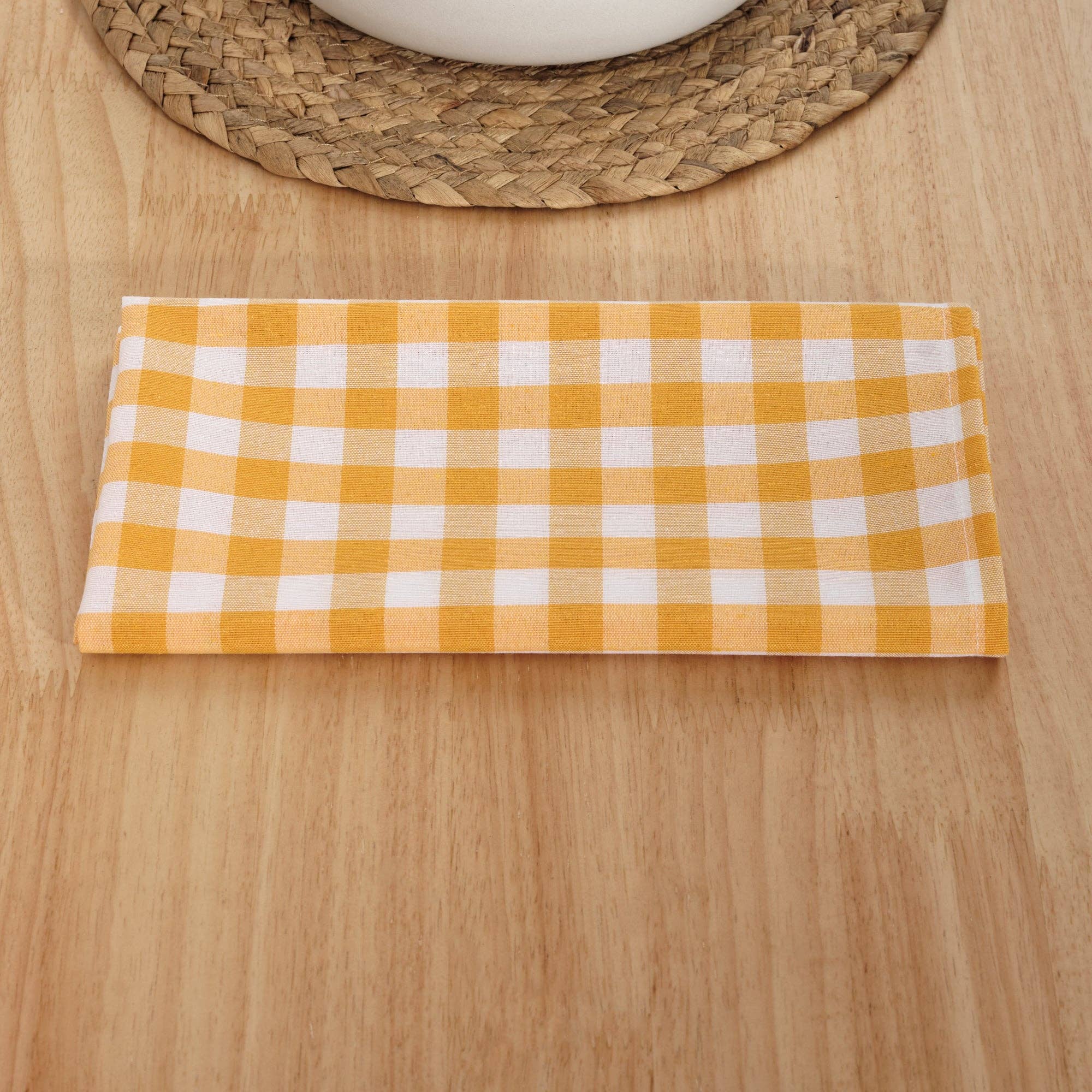 SG HOGAR - Wholesale Dinner & Cloth Napkin - Pack of 6 Vichy Yellow napkins - 45x45 cm2