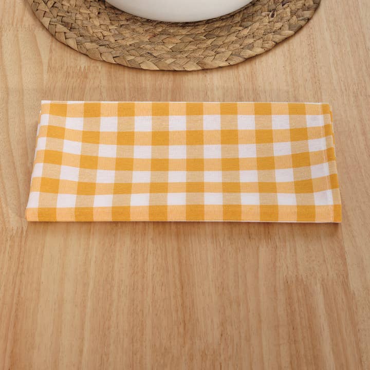 SG HOGAR - Wholesale Dinner & Cloth Napkin - Pack of 6 Vichy Yellow napkins - 45x45 cm2