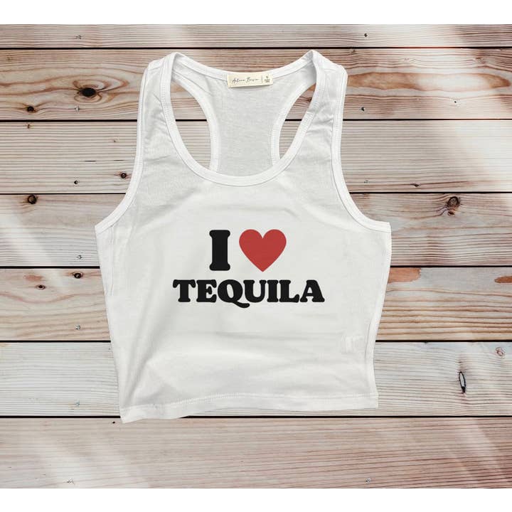 I Love Tequila Kurzes Tanktop für den Großhandel von LA PRINT AND STITCH