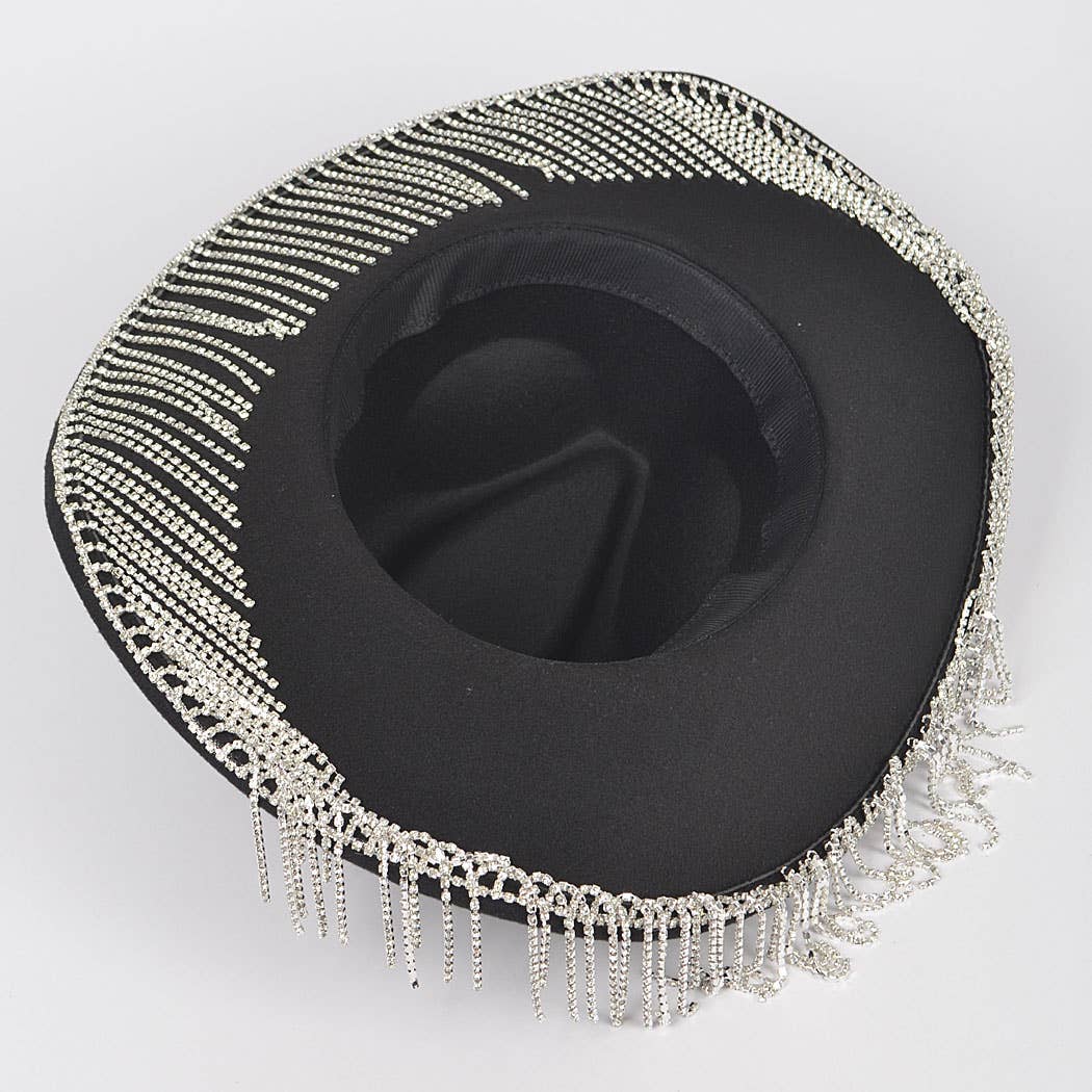 3AM BY H&D ACCESSORIES - Wholesale Cowboy Hat - Women's - Faux Wool Rhinestone Fringe Cowboy Hat2