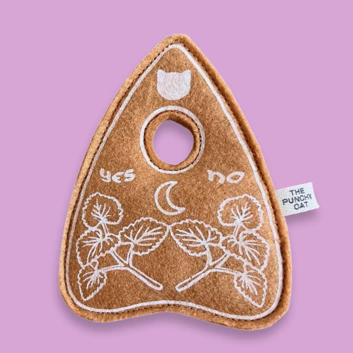 Catnip Ouija Planchette Toy - Tan for wholesale by The Punchy Cat