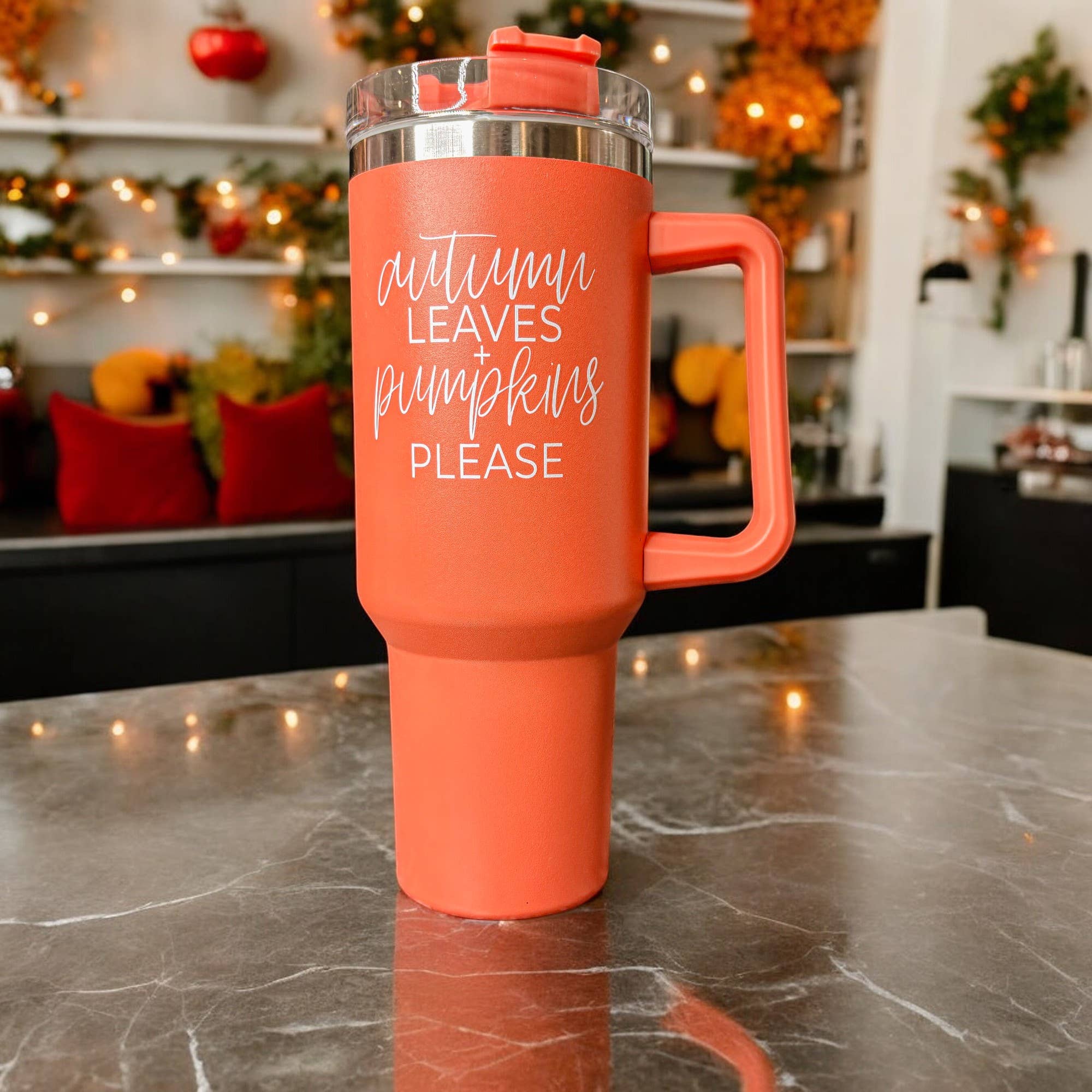 Gia Roma - Wholesale Insulated Mug/Tumbler - Fall 40oz Tumblers with Lid & Straw, Autumn Drinkware Mugs95