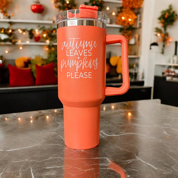 Gia Roma - Wholesale Insulated Mug/Tumbler - Fall 40oz Tumblers with Lid & Straw, Autumn Drinkware Mugs95